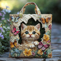 Butterfly Cat Quilted Tote Bag