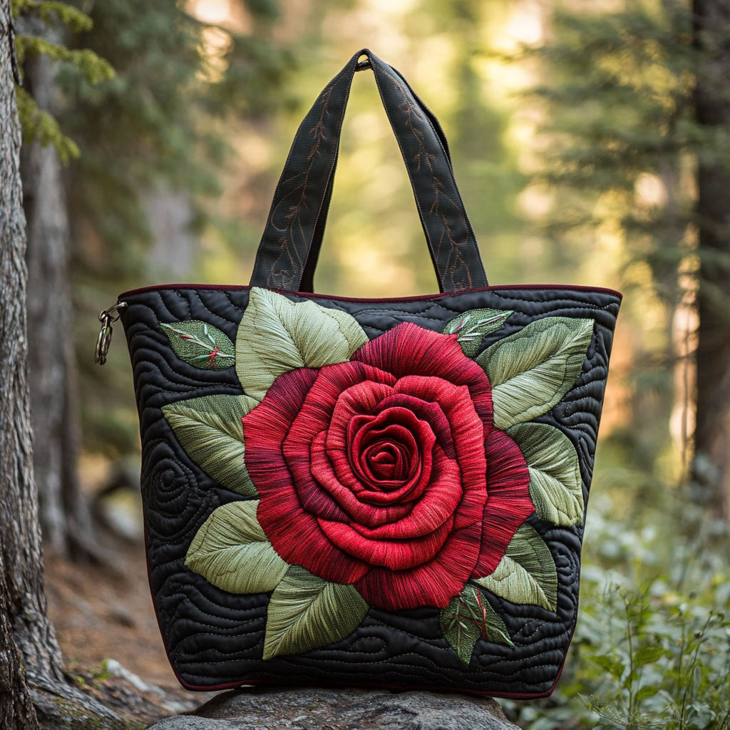 Elegant Rose Quilted Tote Bag