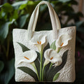 Quilted Artisan Bag - White Lilies