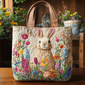 Rabbit Garden Quilted Tote Bag