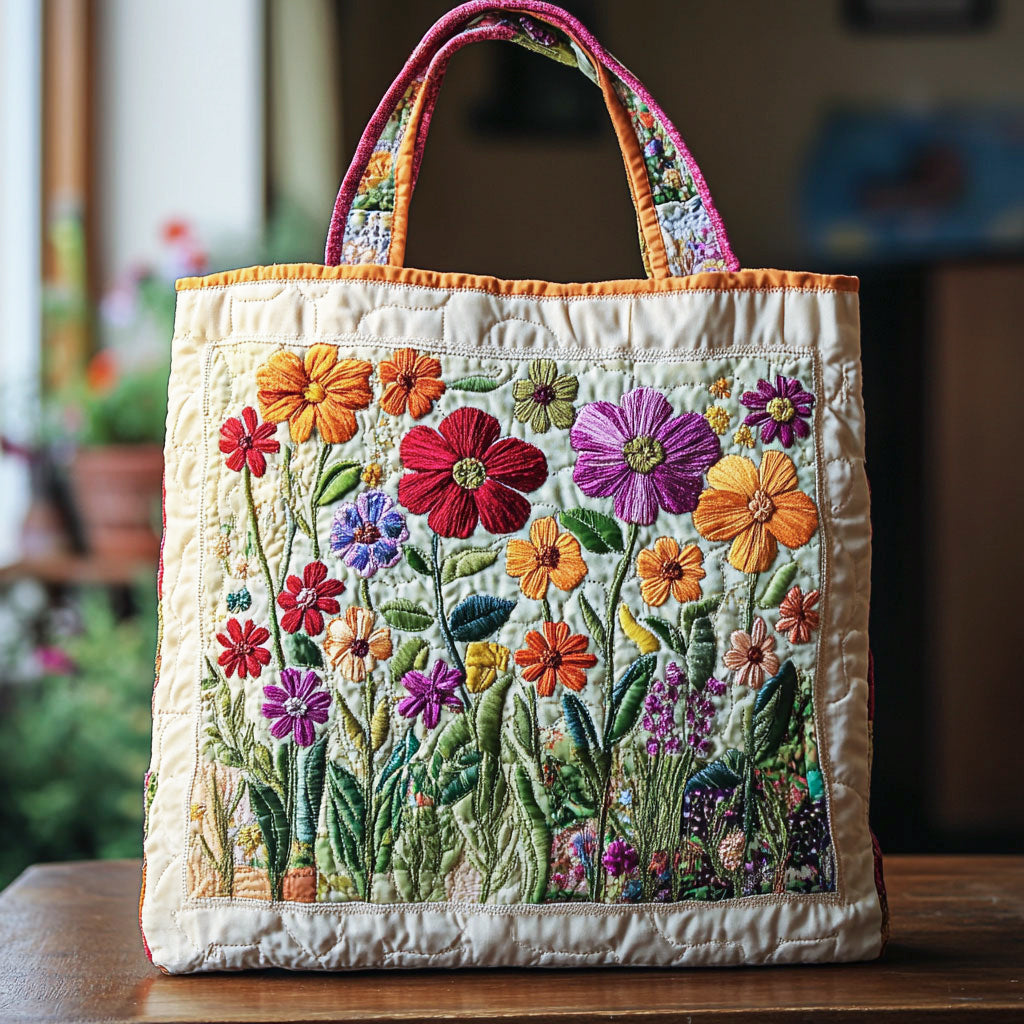 Blooming Garden Quilted Tote Bag