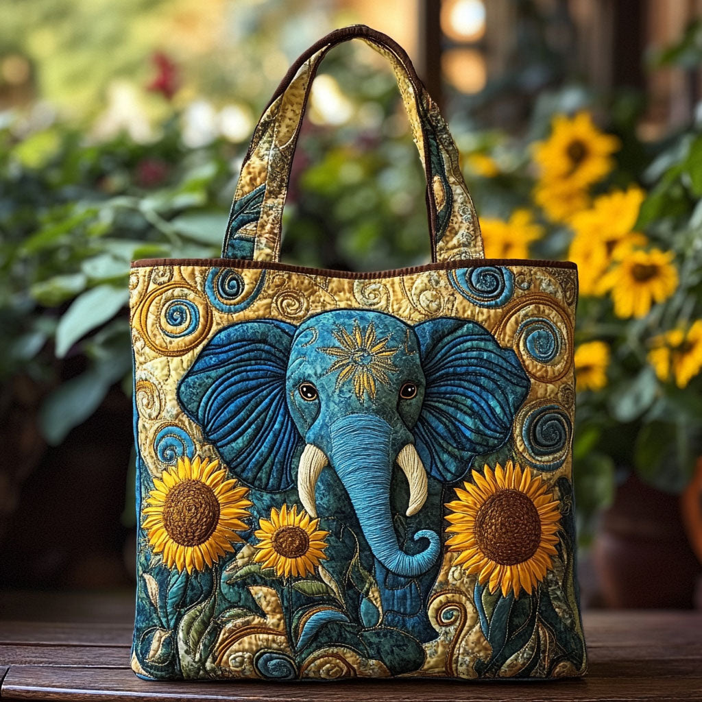 Sunny Elephant Quilted Tote Bag